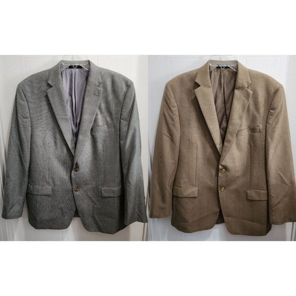 X2 Lauren Ralph Lauren LRL Blazer Sport Coat Suit Jackets Beige/Gray Size 46/48